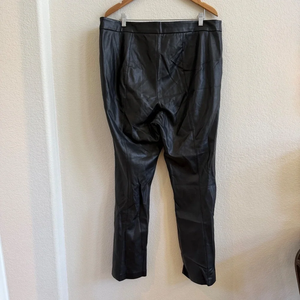 Eloquii Black Faux Leather Straight Leg Pants Plus Size 16 High Rise‎